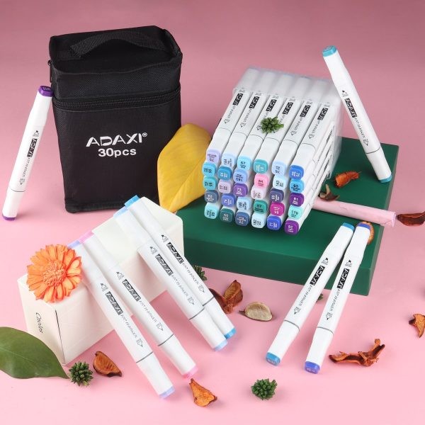 Adaxi 30 Colors Skin Tone Markers Dual Tip Marker Set Alcohol for