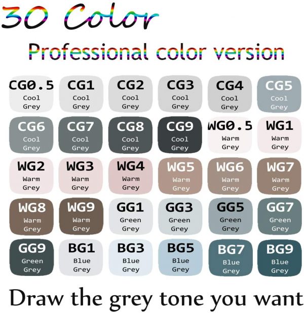 TouchNEW Cool Grey Colors Art Markers Grayscale Artist permanent
