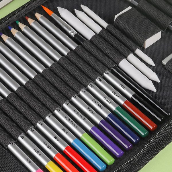  43 colored pencil sets, two sketchbooks with 50 pages