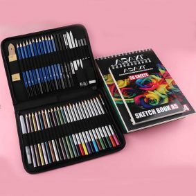 Ideal for Drawing and Shading Pro Art Kit for Artists Graphite Pencils Charcoal Pencils Beginners Includes 60 Sheets 8.2x11.6 Inches Sketchbook Premium 40-piece Sketching Pencil Set Adults, 