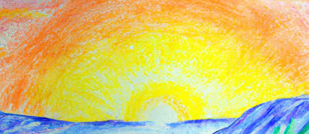 sunset drew by colored pencils